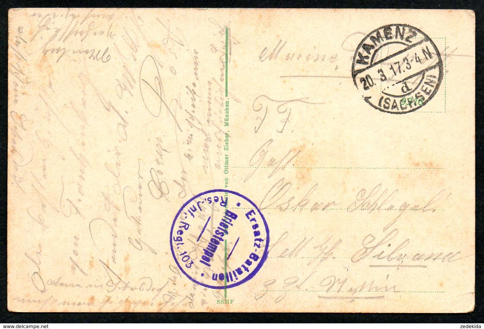 B7230 - Schloß Lichtenwalde Bei Niederwiesa - Mühle Wassermühle - 1. WK WW Feldpost Inf. Reg 103 - Stempel Kamenz - Niederwiesa