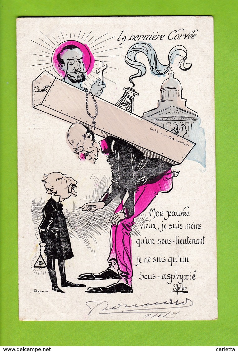 CPA ILLUSTRATEUR E. MULLER-THEME POLITIQUE - FRANC MACONNERIE-LA DERNIERE CORVEE - Other & Unclassified