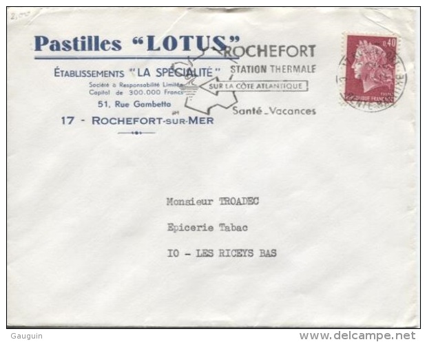 ROCHEFORT S/ MER - Ets PASTILLE LOTUS - Enveloppe Commerciale - Other & Unclassified