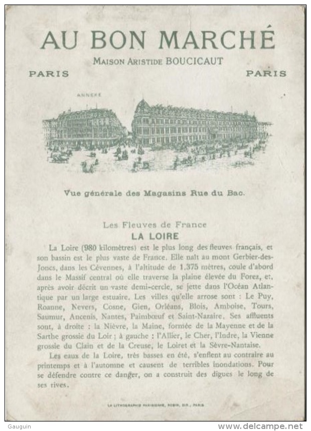 CHROMOS - AU BON MARCHE - LES FLEUVES LA LOIRE - Format 16.x 11.5 - Au Bon Marché