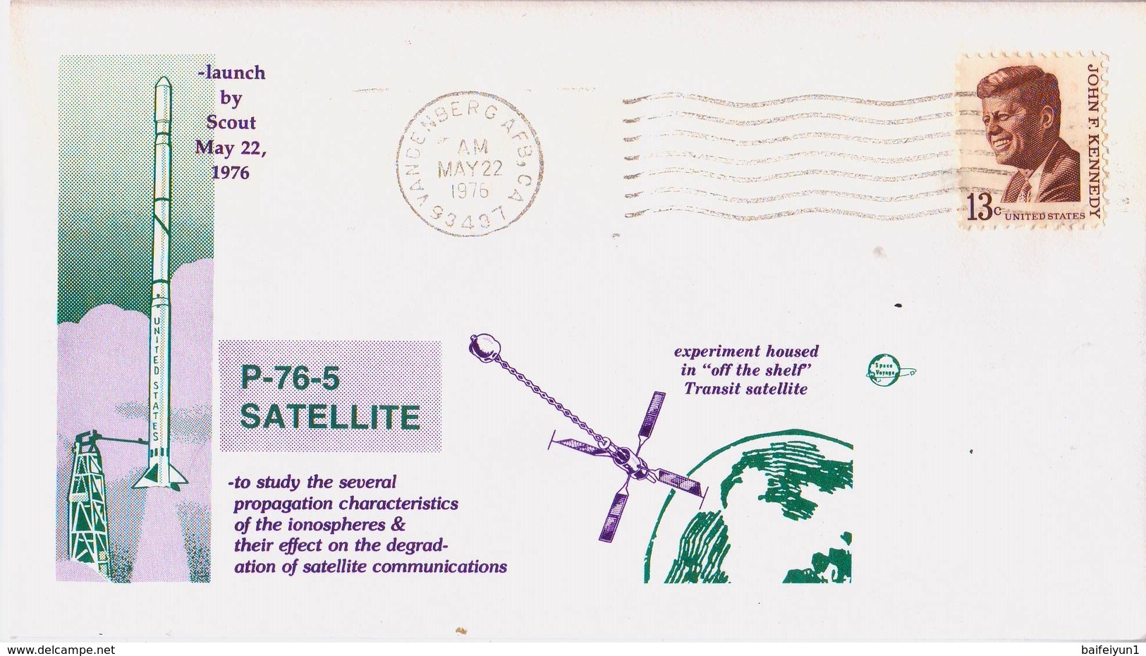 USA 1976 Satellite P-76-5 Launched By Scout Commemoraitve Cover - América Del Norte