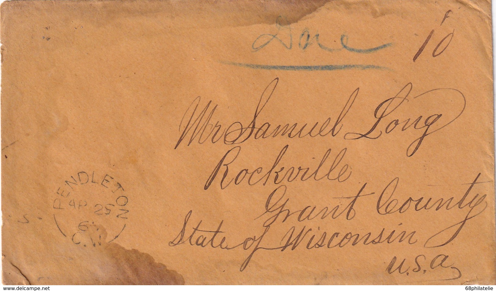 USA 1865 LETTRE DE PENDLETON - …-1845 Vorphilatelie