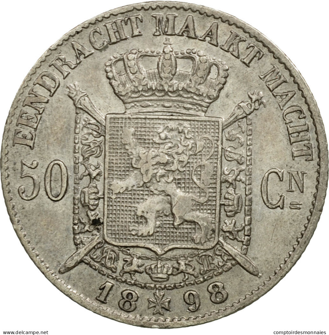 Monnaie, Belgique, Leopold II, 50 Centimes, 1898, TTB+, Argent, KM:27 - 50 Cent