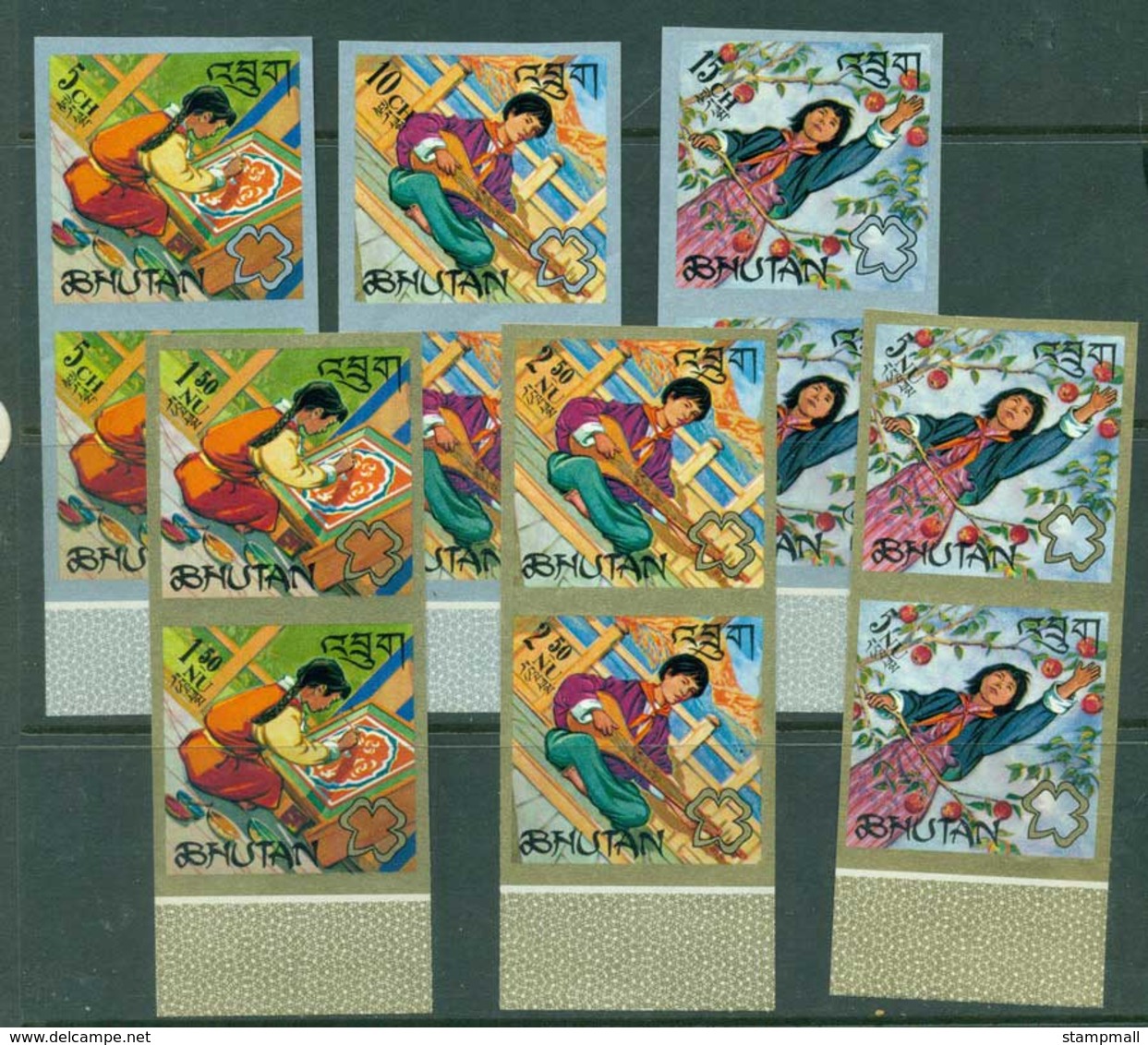 Bhutan 1967 Girl Scouts IMPERF Pairs MUH Lot21404 - Bhutan