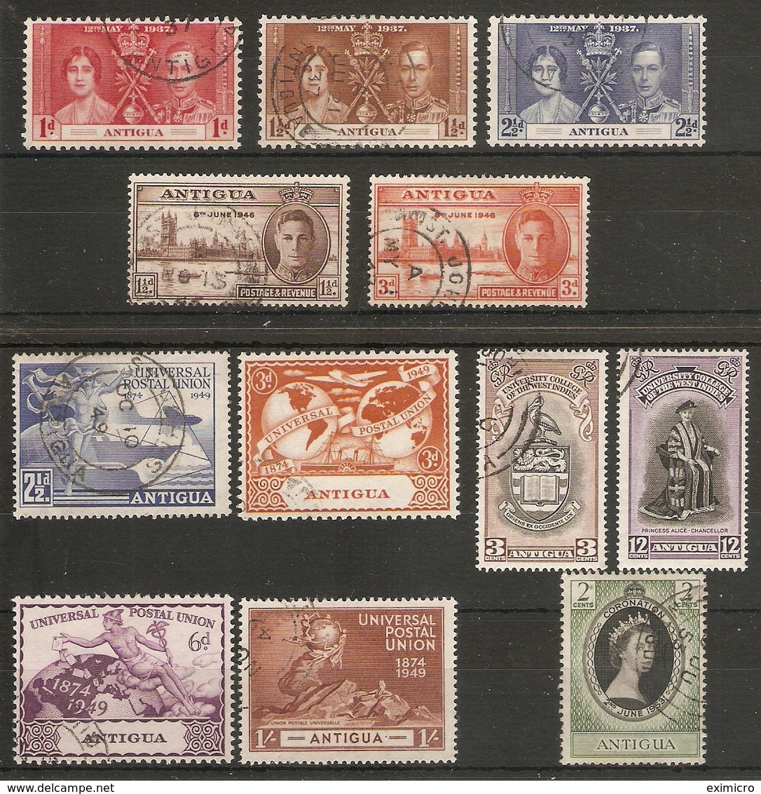 ANTIGUA 1937 - 1953 COMMEMORATIVE SETS FINE USED - HIGH CAT VALUE - - 1858-1960 Crown Colony