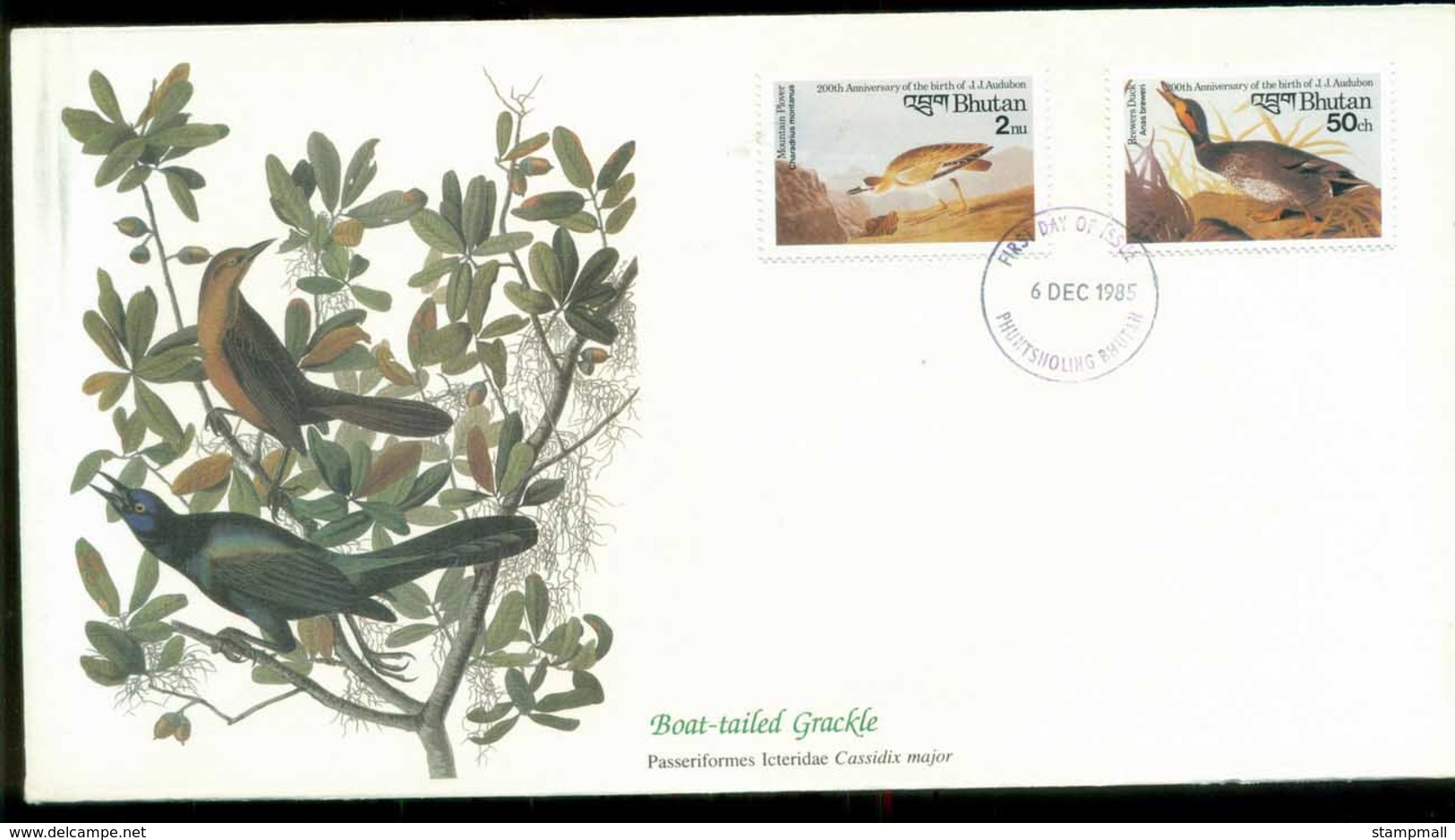 Bhutan 1985 Audubon Birds,  Franlkin Mint FDC Lot79654 - Bhutan