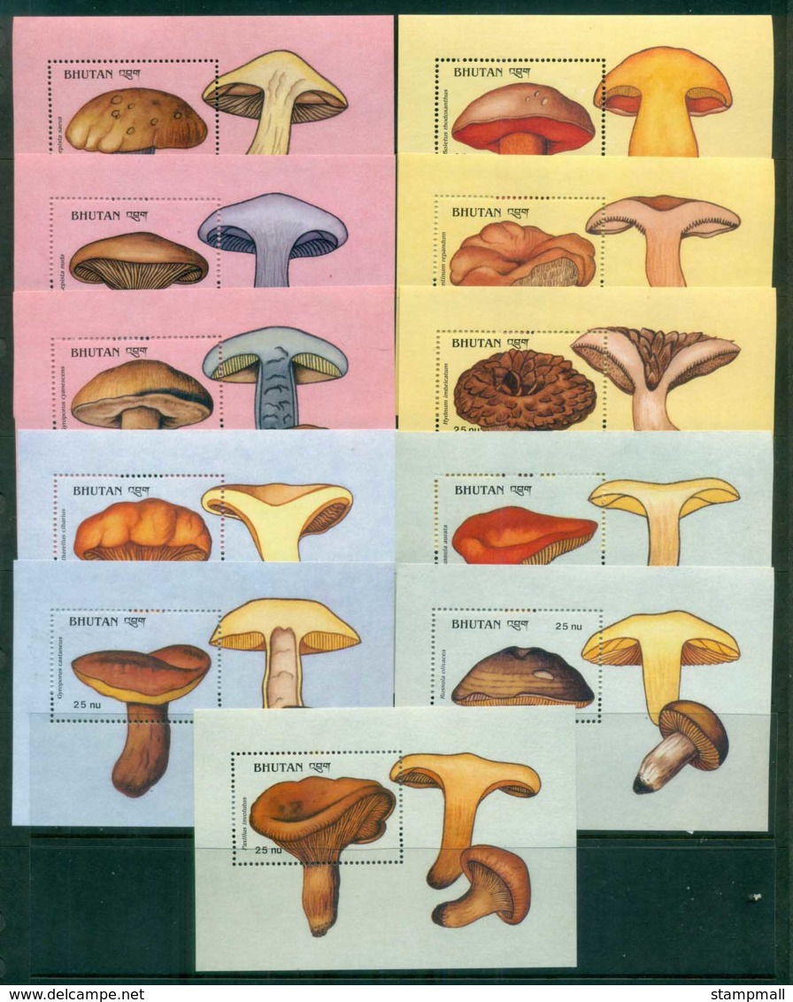 Bhutan 1989 Funghi, Mushrooms 11xMS MUH - Bhutan