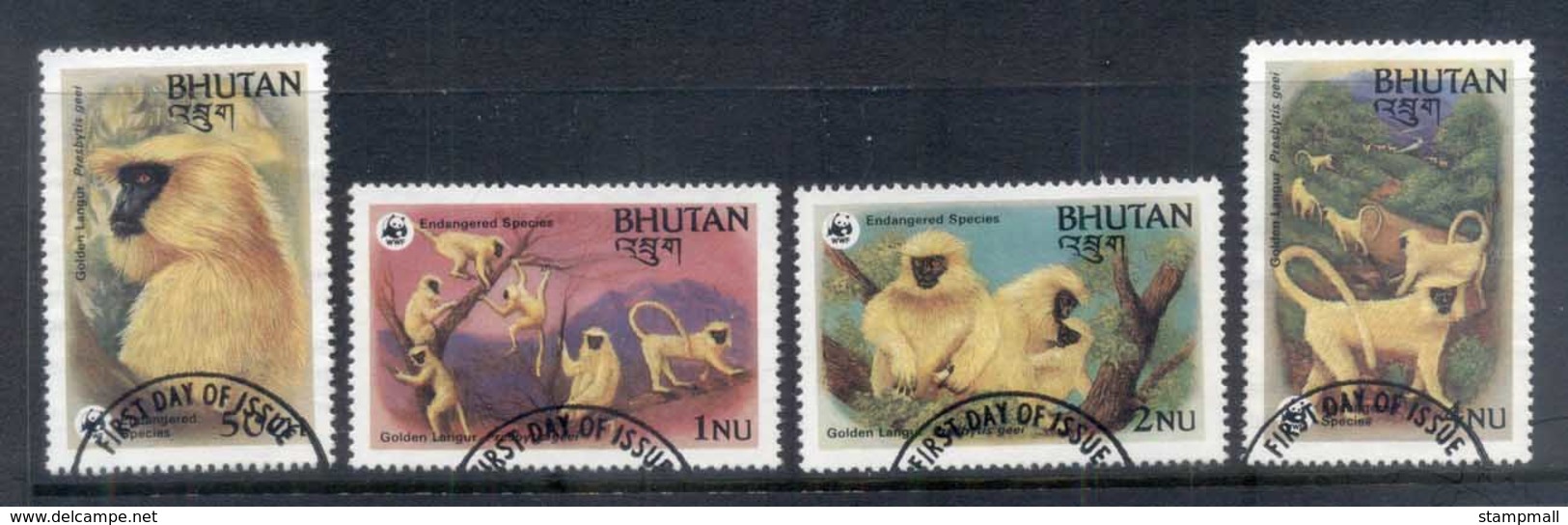Bhutan 1994 WWF Golden Langur, Monkey FU - Bhoutan