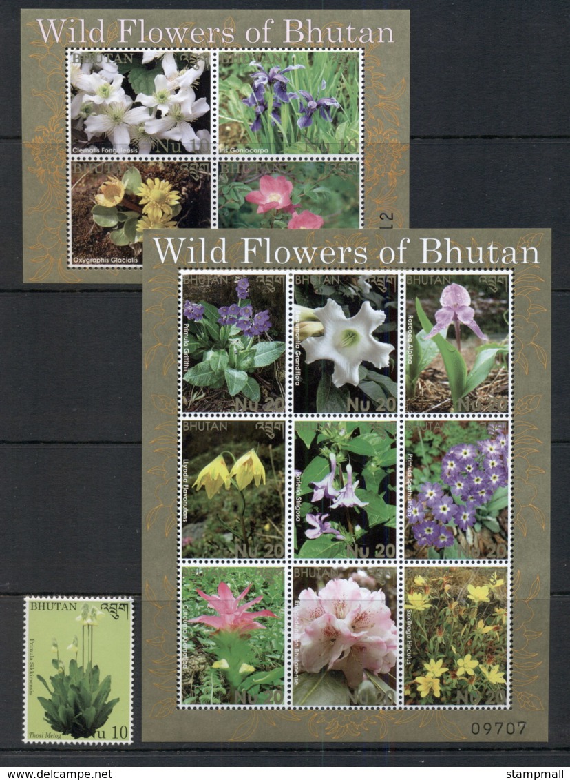 Bhutan 2014 Wildflowers + 2xMS MUH - Bhutan