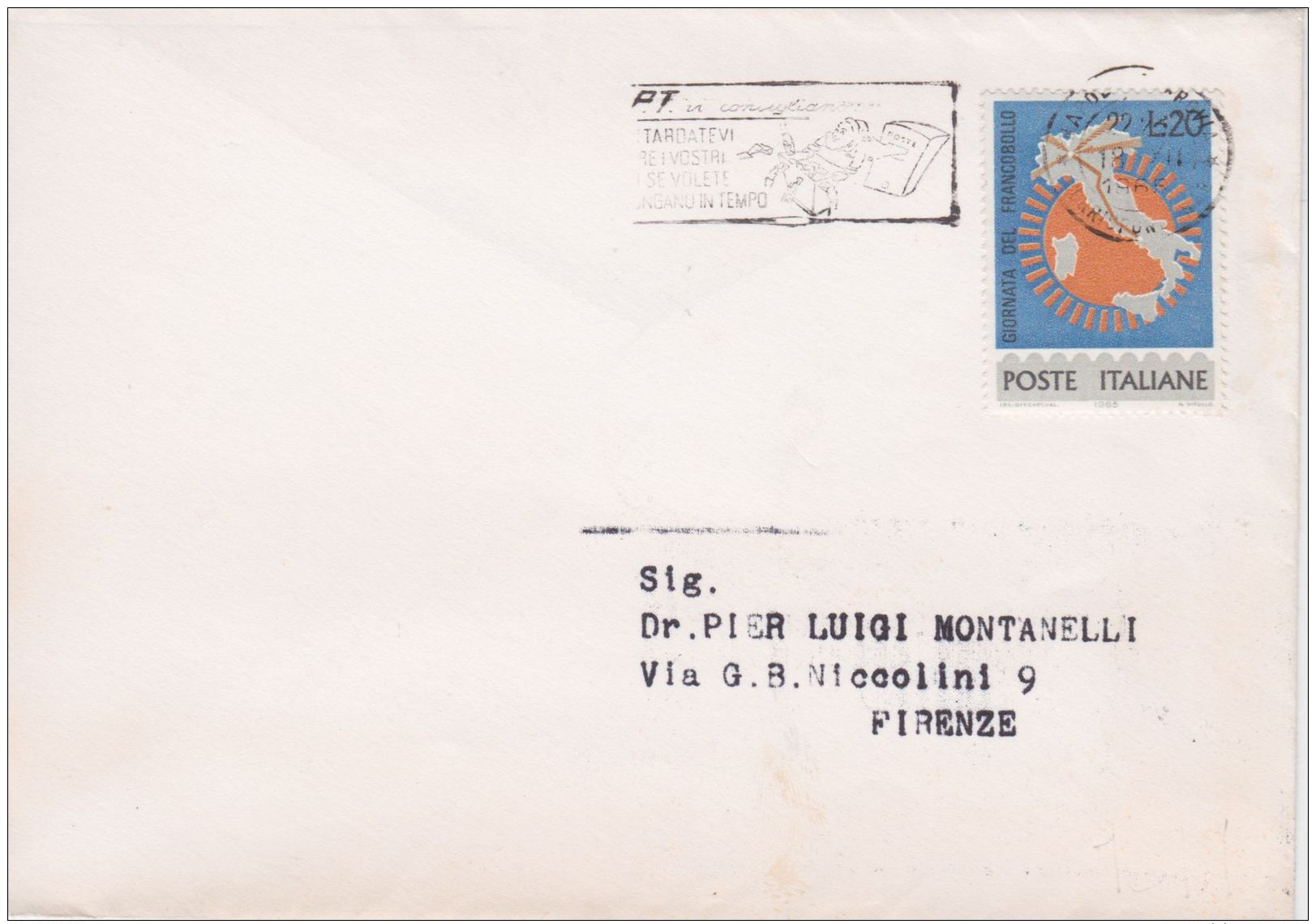 1965 GIORNATA FRANCOBOLLO &pound;.15 Isolato. Su Partecipazione - 1961-70: Storia Postale