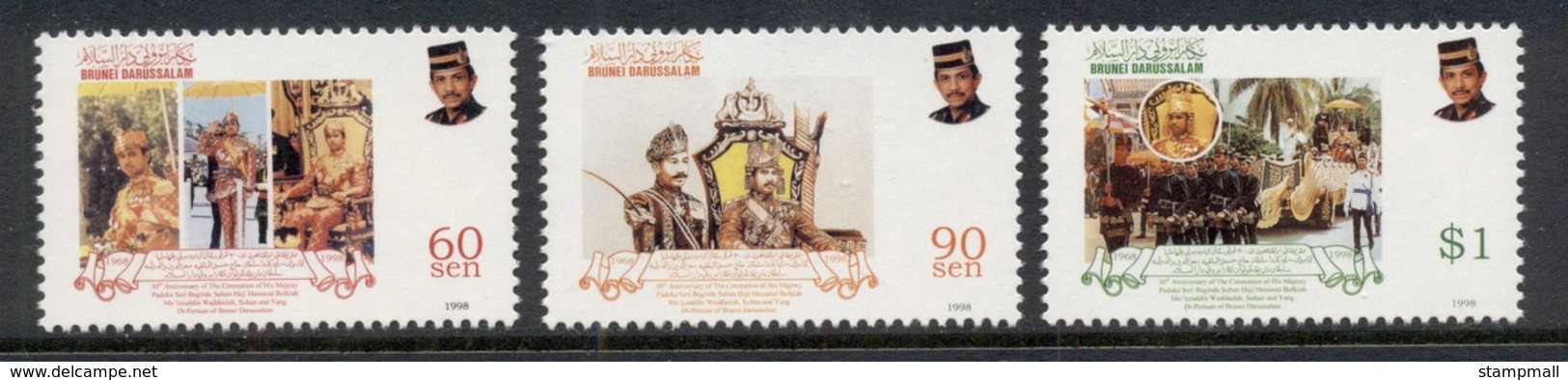 Brunei 1998 Sultan Bolkiah Coronation 30th Anniv. MUH - Brunei (1984-...)