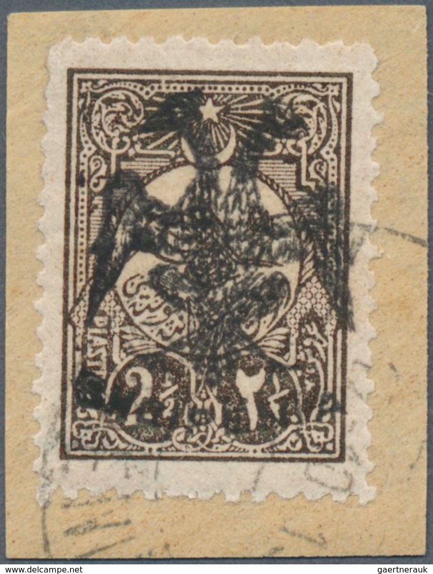 Albanien: Albania, 1913, 2 1/2 Piaster Dark Brown Of Turkey With Black Handstamp Overprint "DOUBLE E - Albanie