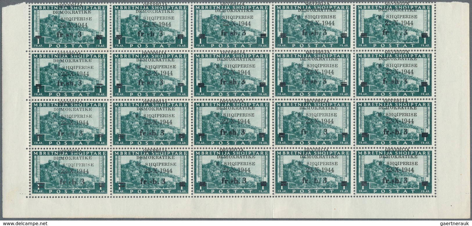 Albanien: 1945, Independent Republic Overprints, 0.30 On 3q. To 3fr. On 1fr., Short Set Of Eight Val - Albanië