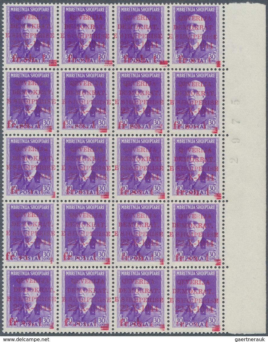 Albanien: 1945, Independent Republic Overprints, 0.30 On 3q. To 3fr. On 1fr., Short Set Of Eight Val - Albania