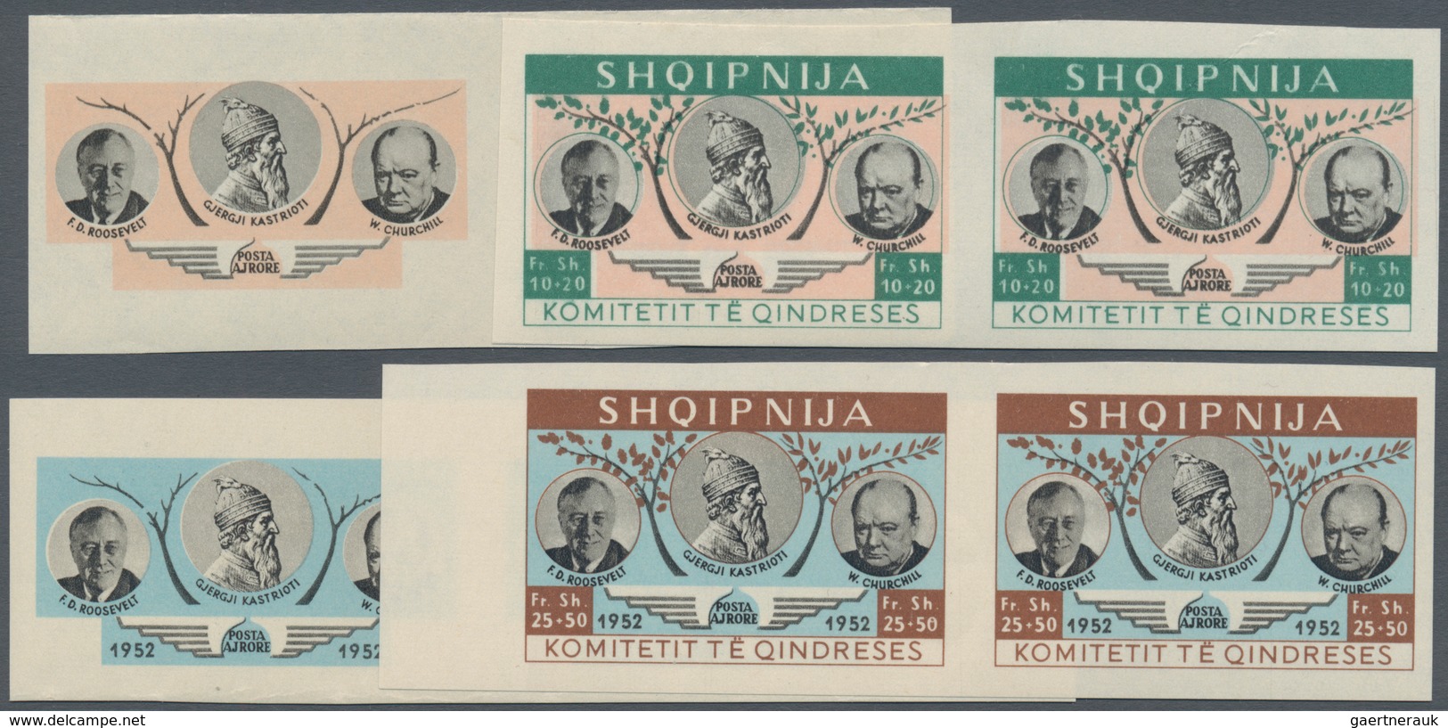 Albanien: 1952. KOMITETIT TE QINDRESES. Set Of 8 Values In Horizontal Pairs As Two-phased Progressiv - Albanie