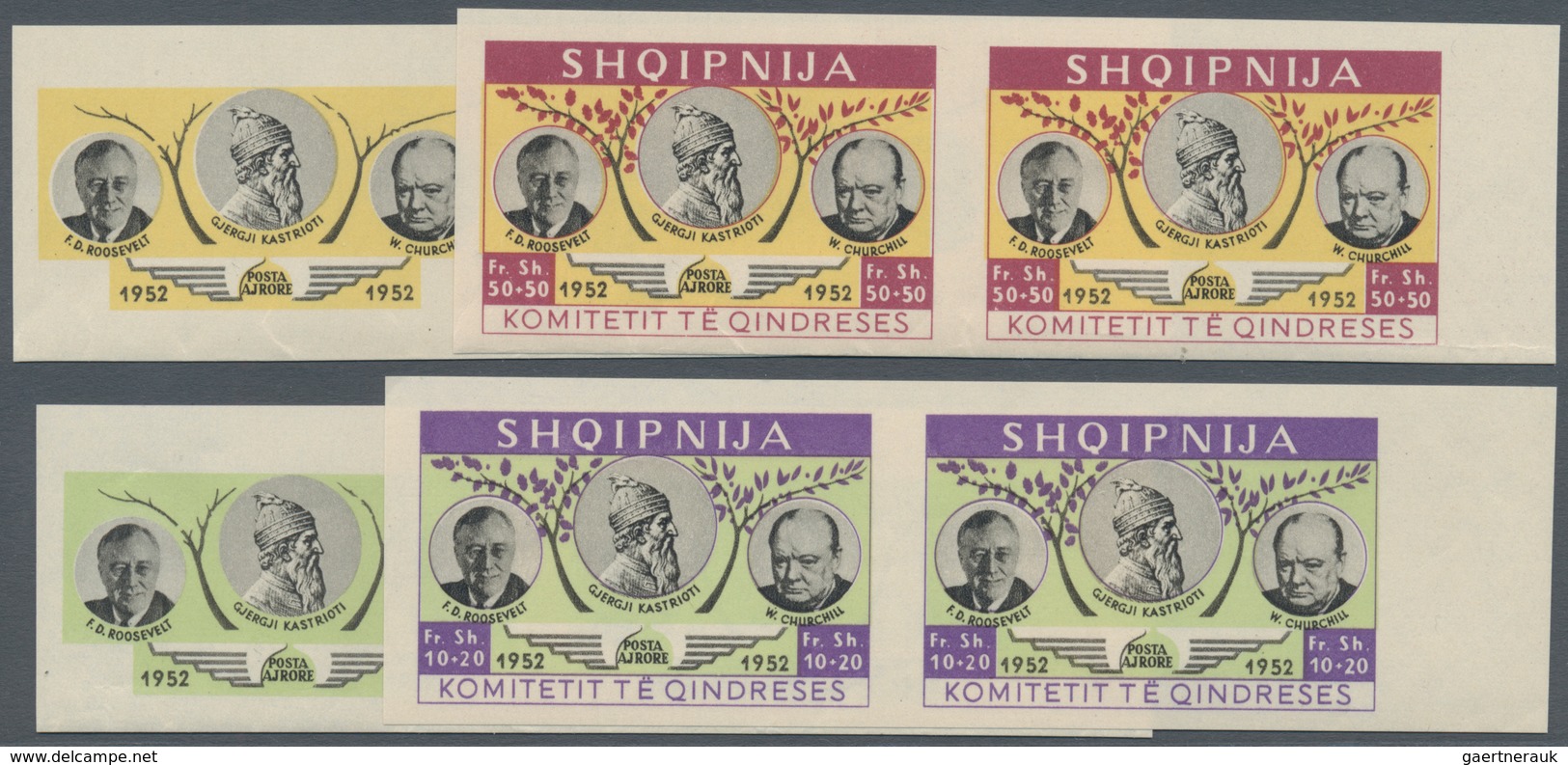 Albanien: 1952. KOMITETIT TE QINDRESES. Set Of 8 Values In Horizontal Pairs As Two-phased Progressiv - Albanie