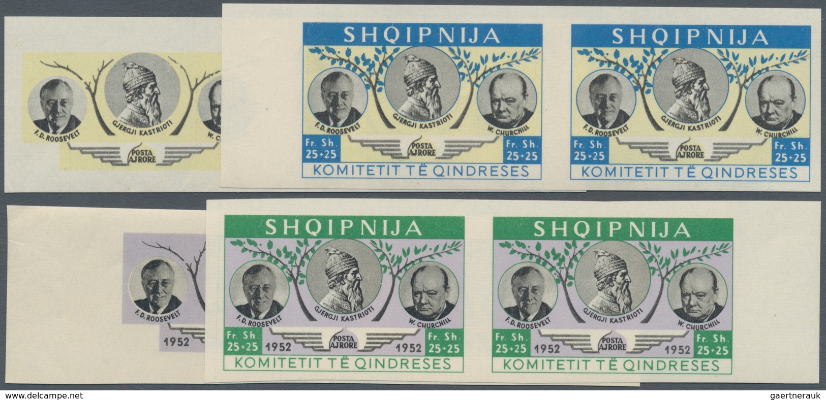 Albanien: 1952. KOMITETIT TE QINDRESES. Set Of 8 Values In Horizontal Pairs As Two-phased Progressiv - Albania