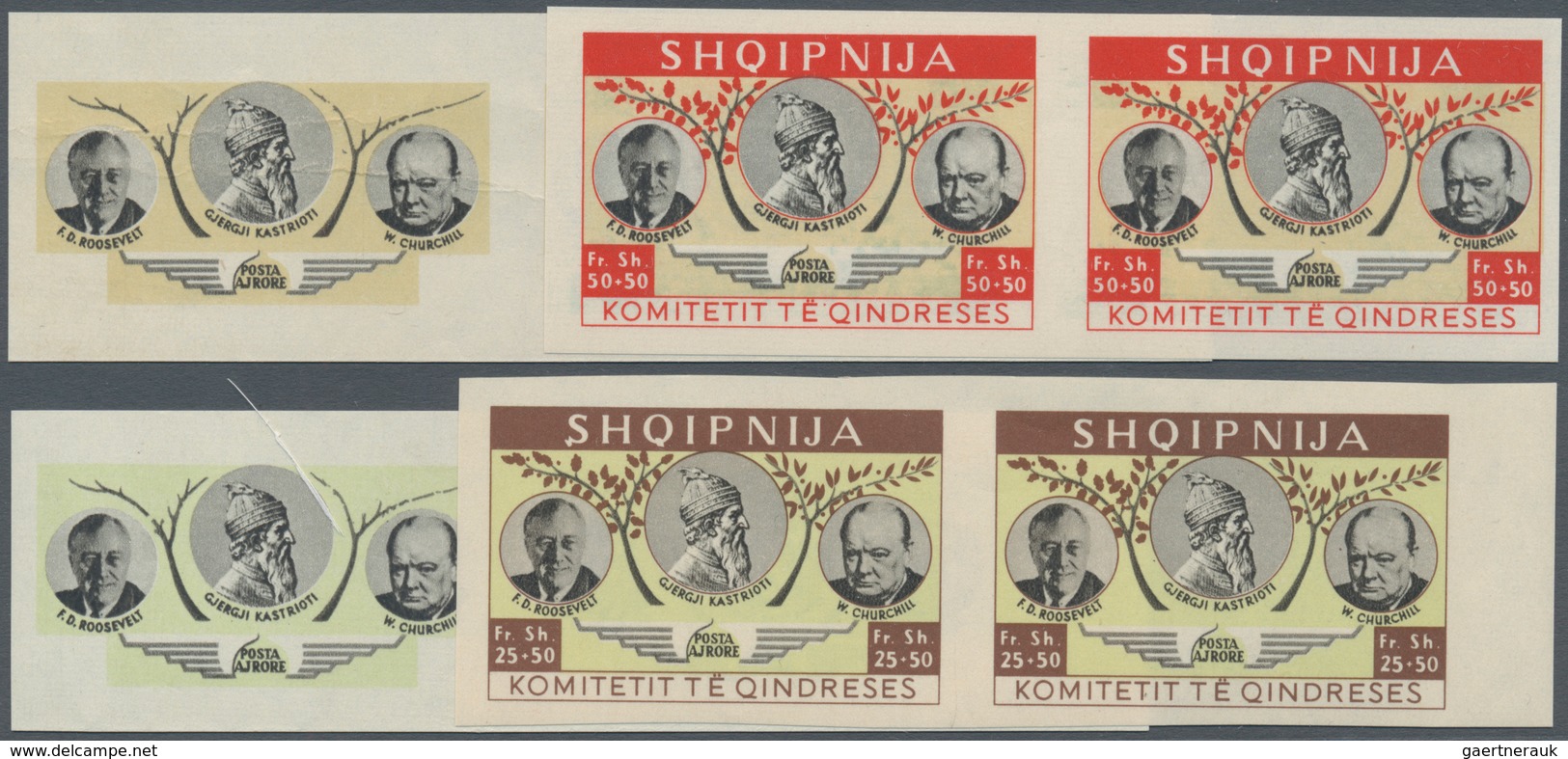 Albanien: 1952. KOMITETIT TE QINDRESES. Set of 8 values in horizontal pairs as two-phased progressiv