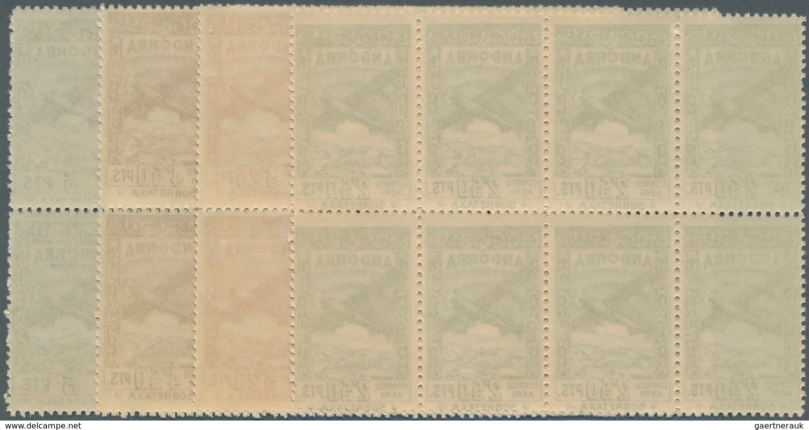 Andorra - Spanische Post: 1932, Not Issued Airmail Set Of 12 In Blocks Of Eight, Mint Never Hinged A - Andere & Zonder Classificatie