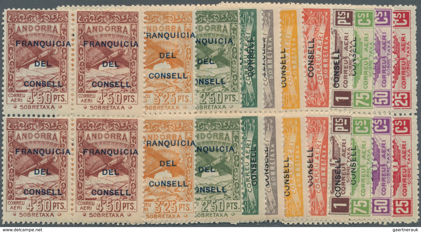 Andorra - Spanische Post: 1932, Not Issued Airmail Set Of 12 With Opt. 'FRANQUICIA DEL CONSELL' In B - Altri & Non Classificati