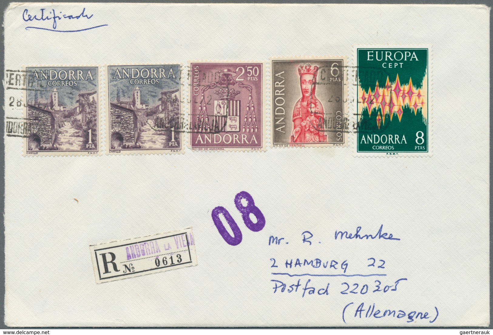 Andorra - Spanische Post: 1972, EUROPA, 8 Pta, Together With 4 Values Of The Landscape Series 1963/6 - Andere & Zonder Classificatie