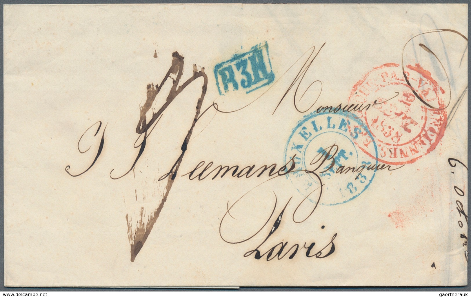 Belgien - Vorphilatelie: 1835/1841, Three Very Fine Folded Letters From BRUXELLES With Different Pos - Andere & Zonder Classificatie