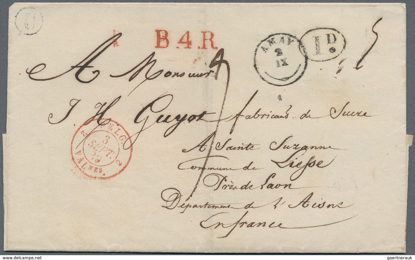 Belgien - Vorphilatelie: 1839, Folded Letter Cover With Thimble Cds AMAY, 2 IX, Together With Oval D - Andere & Zonder Classificatie