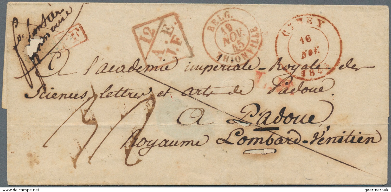 Belgien - Vorphilatelie: 1845, Folded Letter Cover With Red Cds CINEY, 16 NOV.1845, Along With Red D - Other & Unclassified