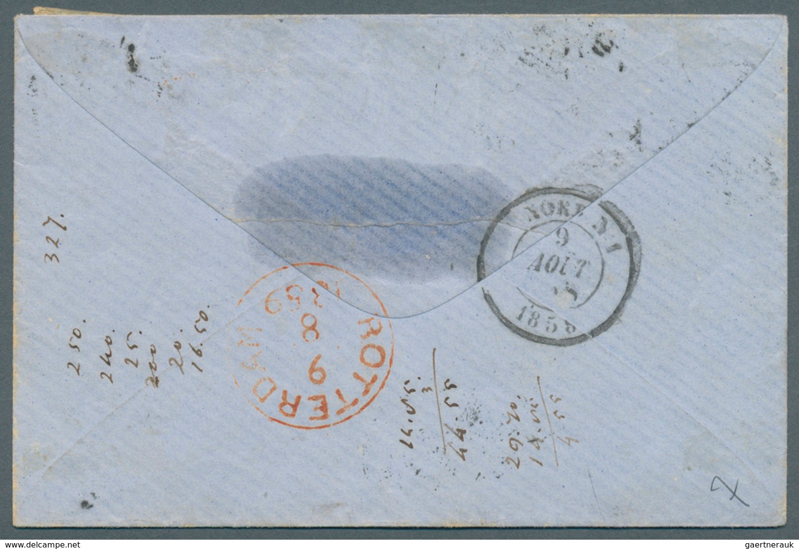 Belgien: 1858, 20 C Blau Im Waager. Paar Mit Tollem Abschlag „24” Auf PD-Brief Von Brüssel Nach Rott - Andere & Zonder Classificatie