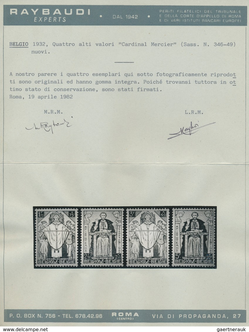 Belgien: 1932, Kardinal Mercier, Kpl. Satz, Die 5 Hohen Werte Mit Attest Raybaudi, Tadellos Postfris - Other & Unclassified