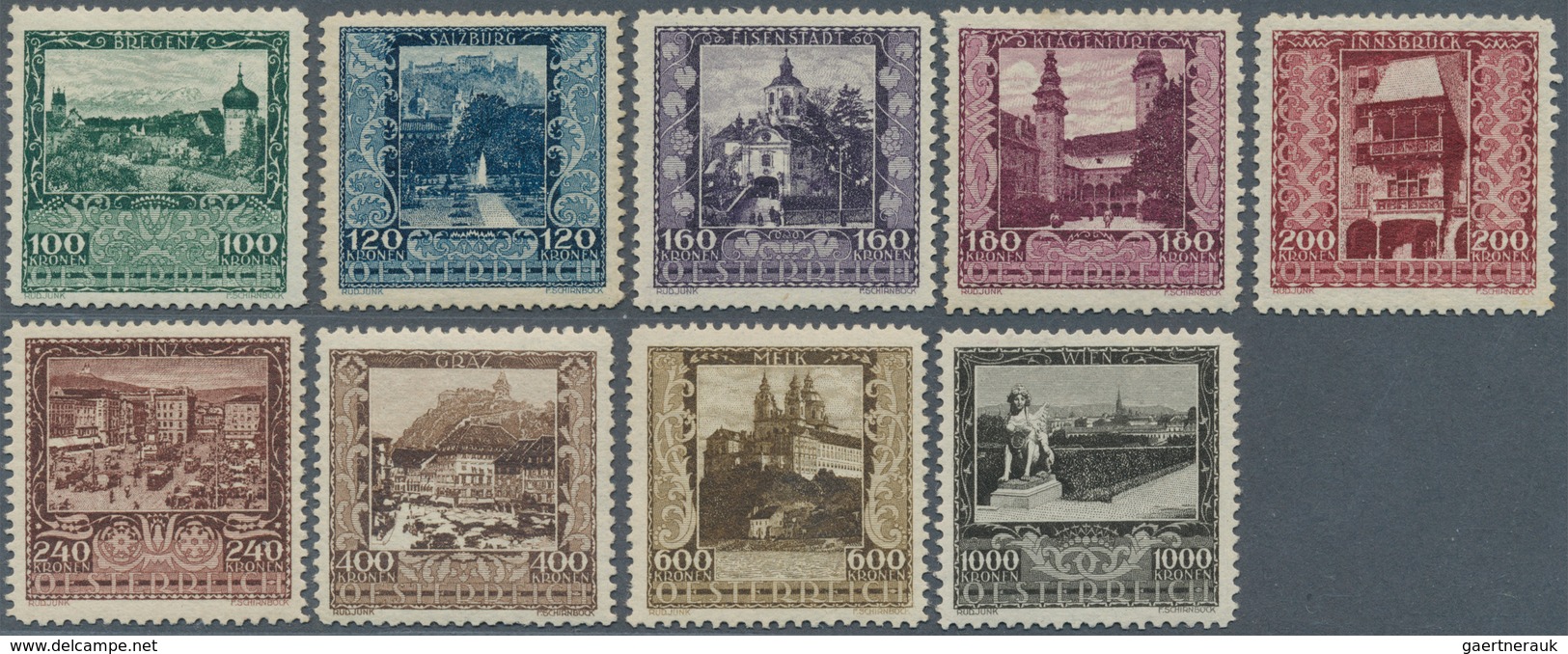 Belgien: 1933, Tuberculose-set Of 7 Values Complete Mint NH, In Addition Austria Set 1923 Buildings - Altri & Non Classificati