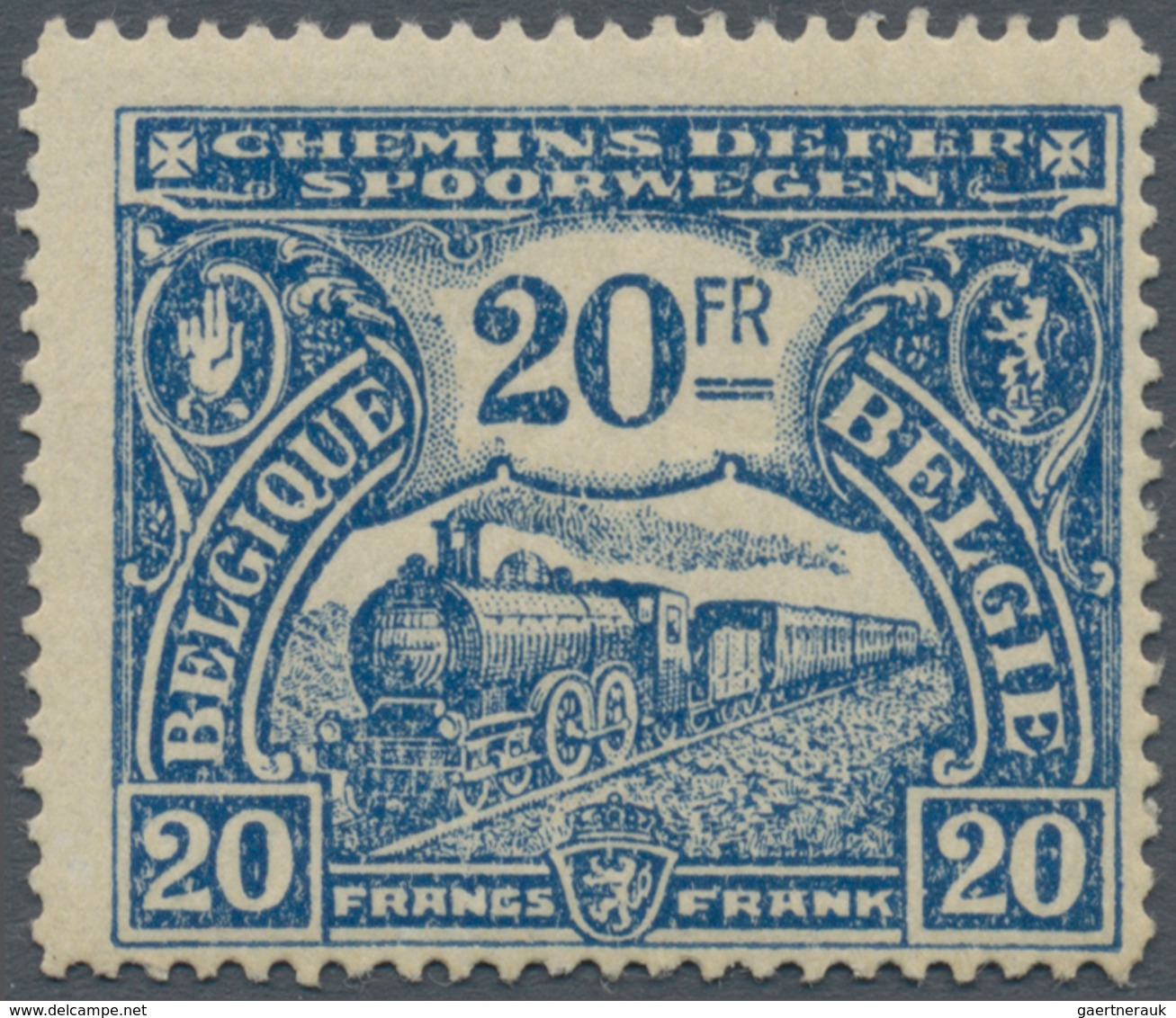 Belgien - Eisenbahnpaketmarken: 1921, Railway Parcel Stamp (‚Mechelen‘ Issue) 20fr. Blue ‚train‘, Mi - Luggage [BA]