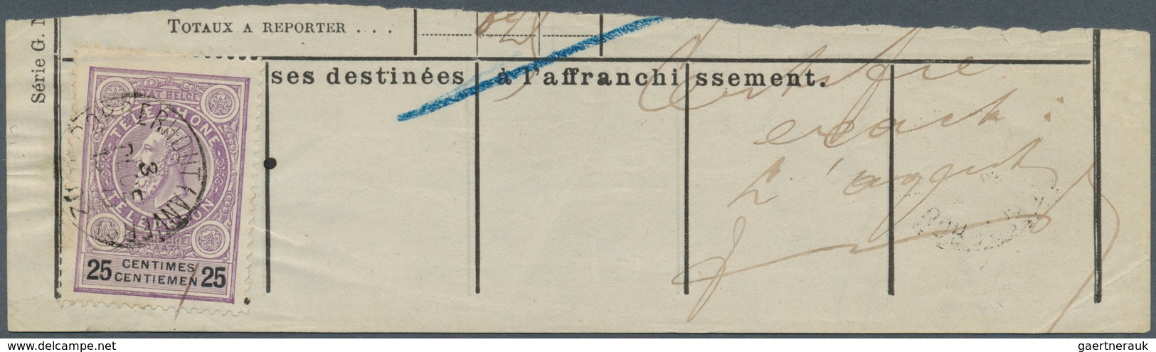 Belgien - Telefonmarken: 1891, 25 C. Telefonmarke Auf Abschnitt, Tadellos Gestempelt "BORGERHOUT (AN - Telefoonzegels [TE]