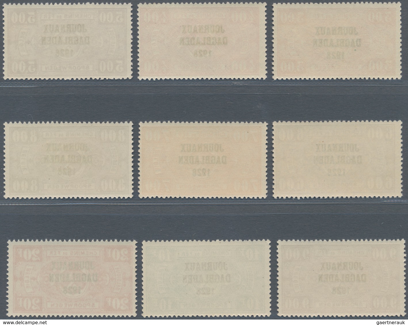 Belgien - Zeitungspaketmarken: 1928, Railway Parcel Stamps With Three-line Opt. ‚JOURNAUX / DAGBLADE - Giornali [JO]