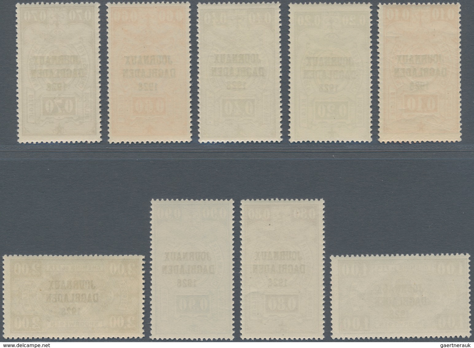 Belgien - Zeitungspaketmarken: 1928, Railway Parcel Stamps With Three-line Opt. ‚JOURNAUX / DAGBLADE - Dagbladzegels [JO]