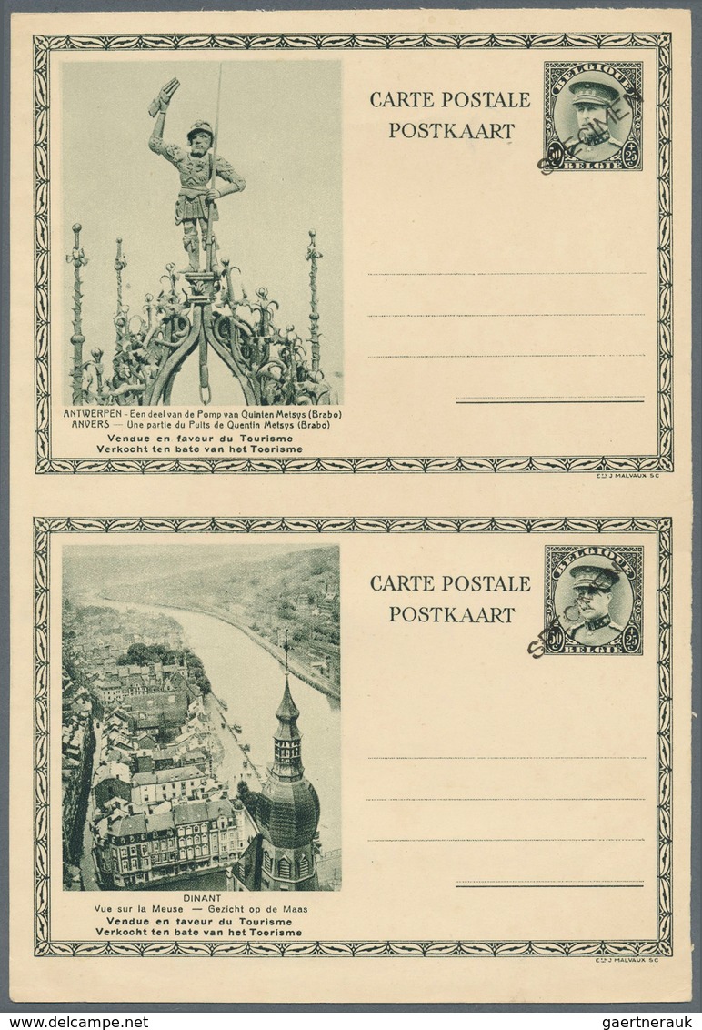 Belgien - Ganzsachen: 1934, Pictorial Card 50c. + 25c. Dark Green, Vertical Pair "Antwerpen"-"Dinant - Altri & Non Classificati