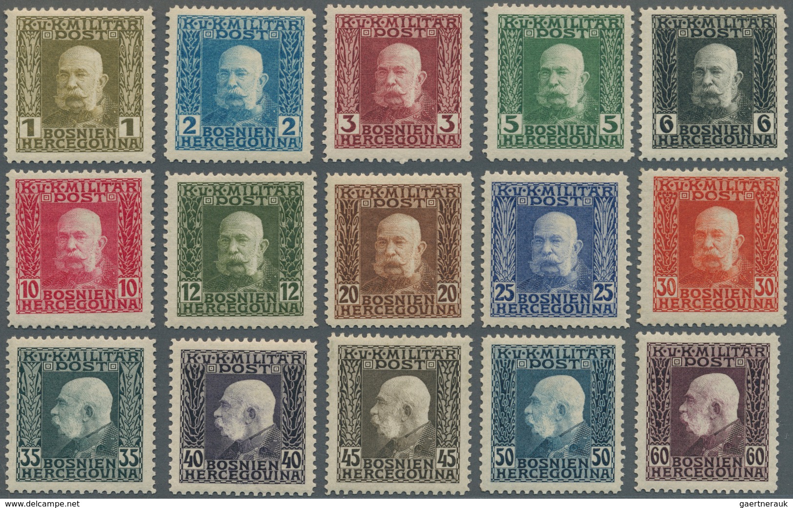 Bosnien Und Herzegowina (Österreich 1879/1918): 1912/1914, 1 H - 10 Kr Freimarken Franz-Josef, Kompl - Bosnia And Herzegovina