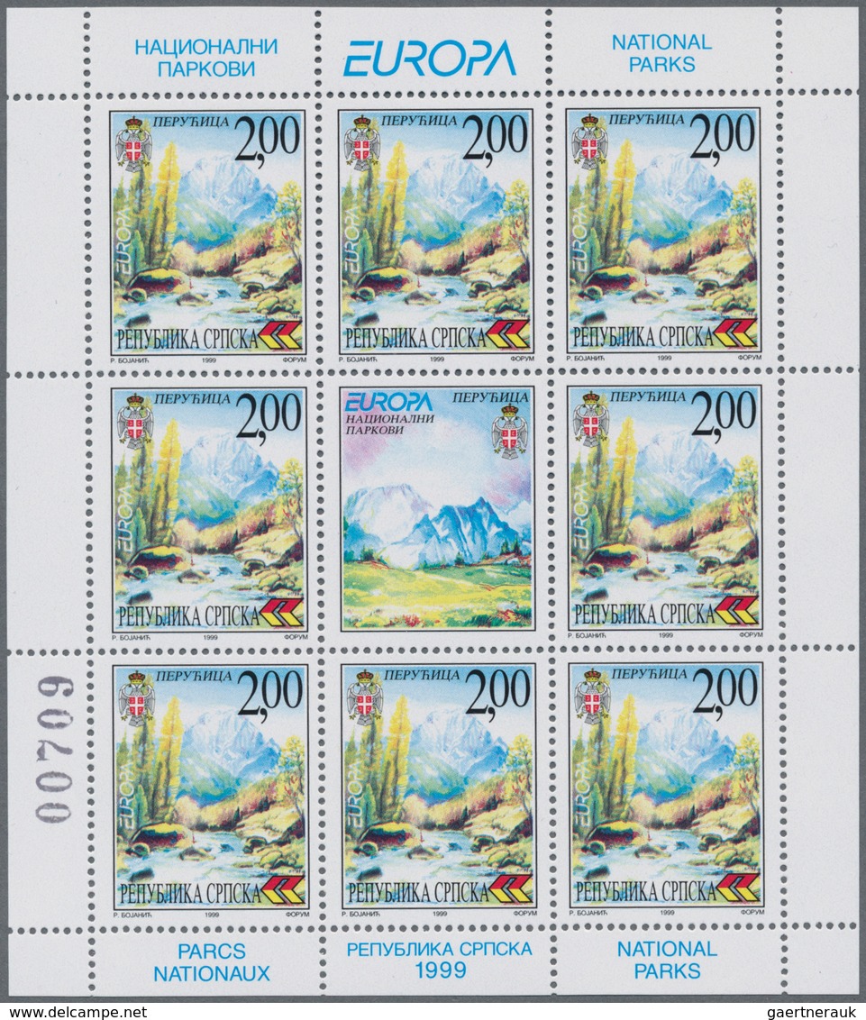 Bosnien Und Herzegowina - Serbische Republik: 1999, Europa, Two Little Sheets Of 8 Stamps Each, Mint - Bosnië En Herzegovina