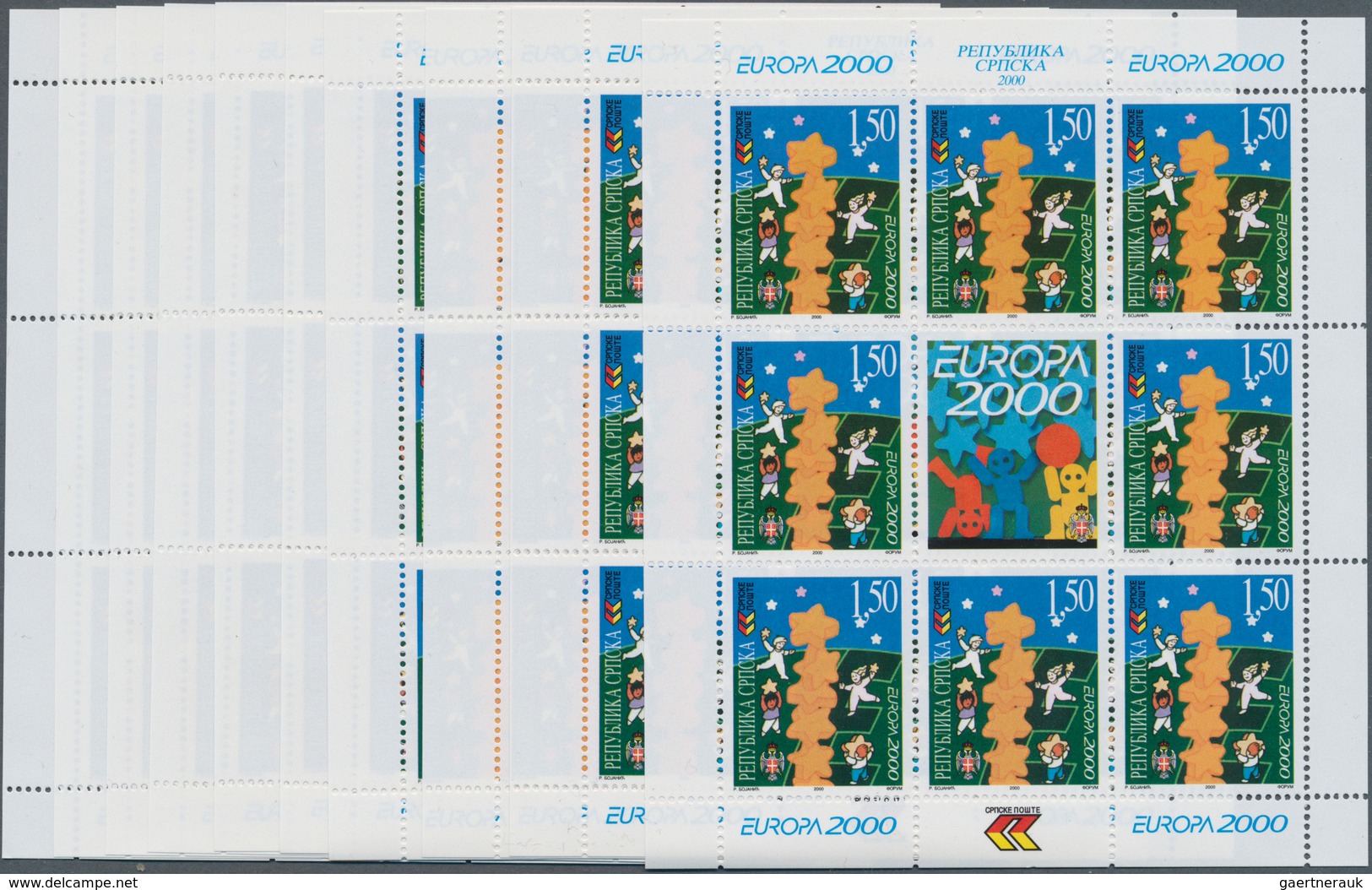 Bosnien Und Herzegowina - Serbische Republik: 2000, Europa, Both Issues In Little Sheets Of 8 Stamps - Bosnia Erzegovina