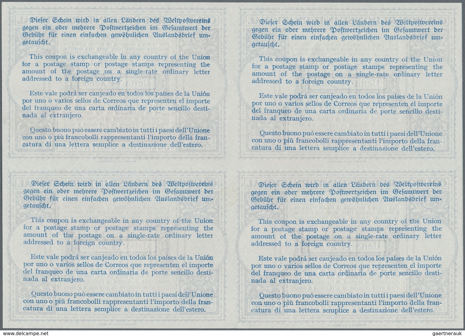 Bulgarien - Ganzsachen: 1941. International Reply Coupon 14 Lewa (London Type) In An Unused Block Of - Postcards