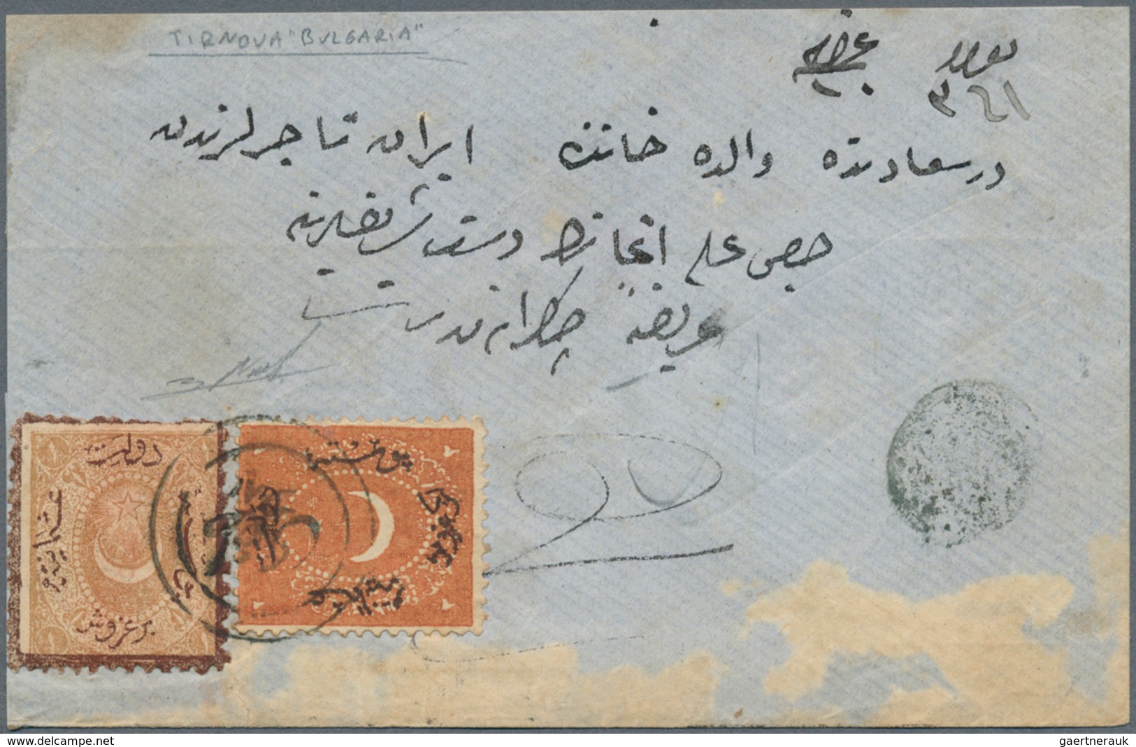 Bulgarien - Stempel: 1872, Folded Envelope From Tirnova Bulgaria To Constantinople, Postage Due 1 Pi - Andere & Zonder Classificatie