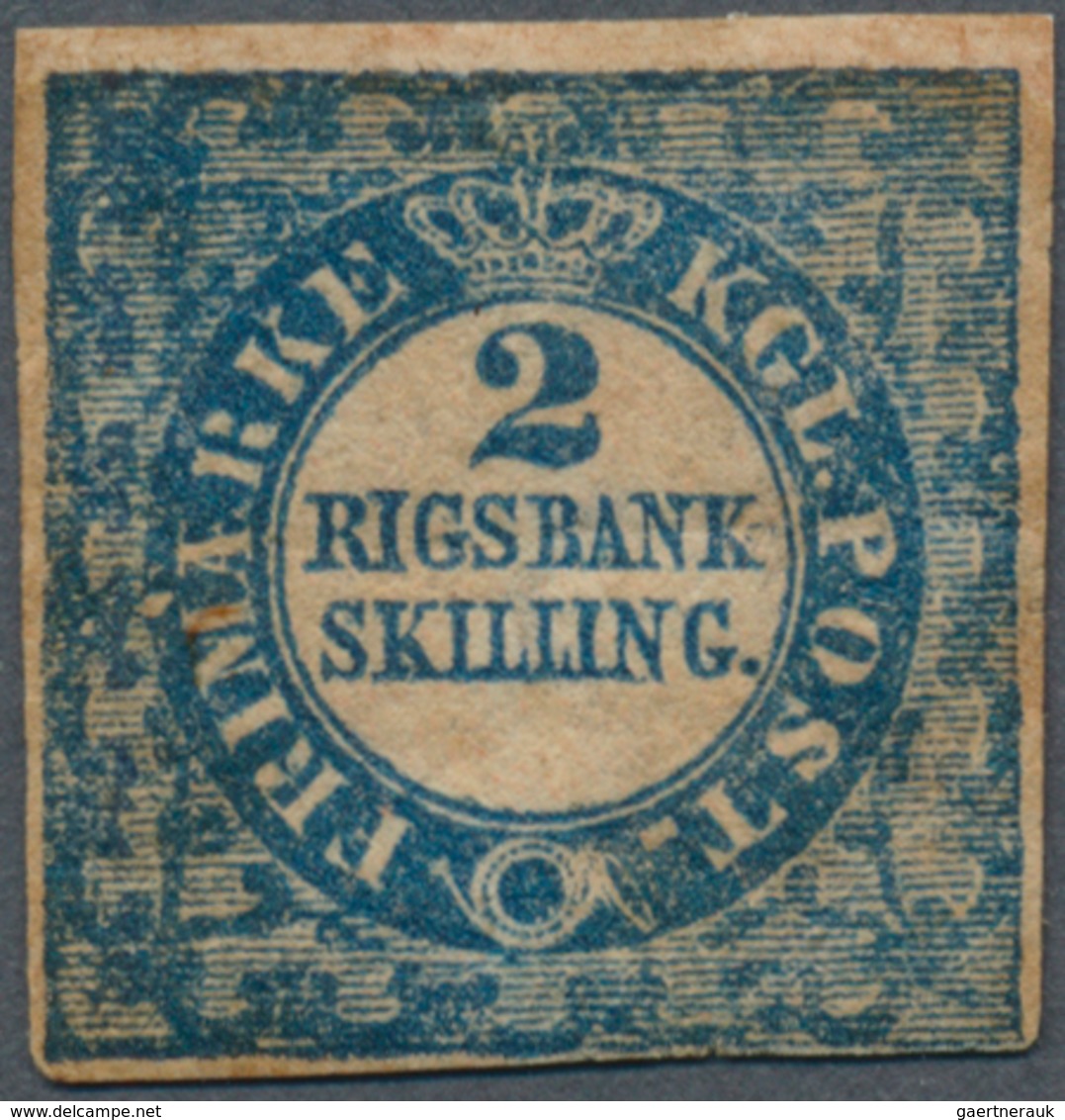 Dänemark: 1851 "2 R.B.S." Blue, Later Printing, MINT With Hinge Mark And Large Part Original Gum, Co - Ongebruikt