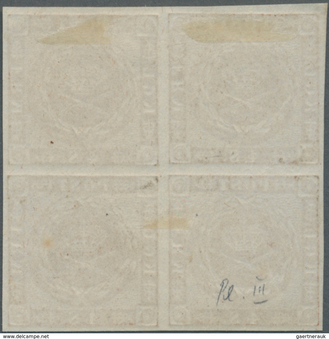 Dänemark: 1858/1859 (ca.), Square Issue 4sk. Brown From Plate IV With Dotted Background With Blue Bu - Ongebruikt