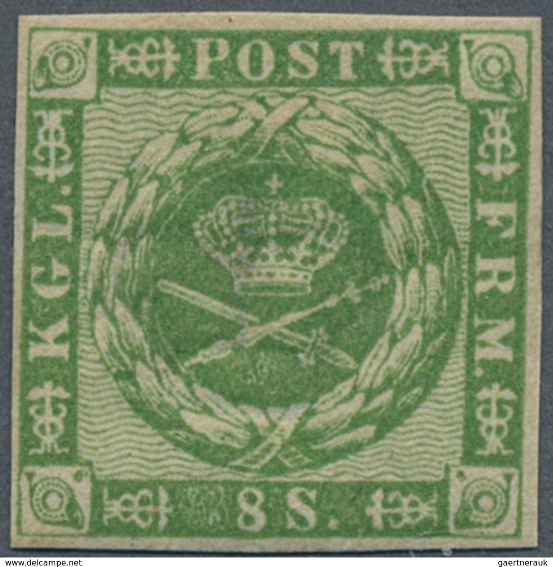 Dänemark: 1858, 8 Sk Green, Even To Good Margins, Fresh Colour, VF Mint Never Hinged Condition. Mich - Ongebruikt