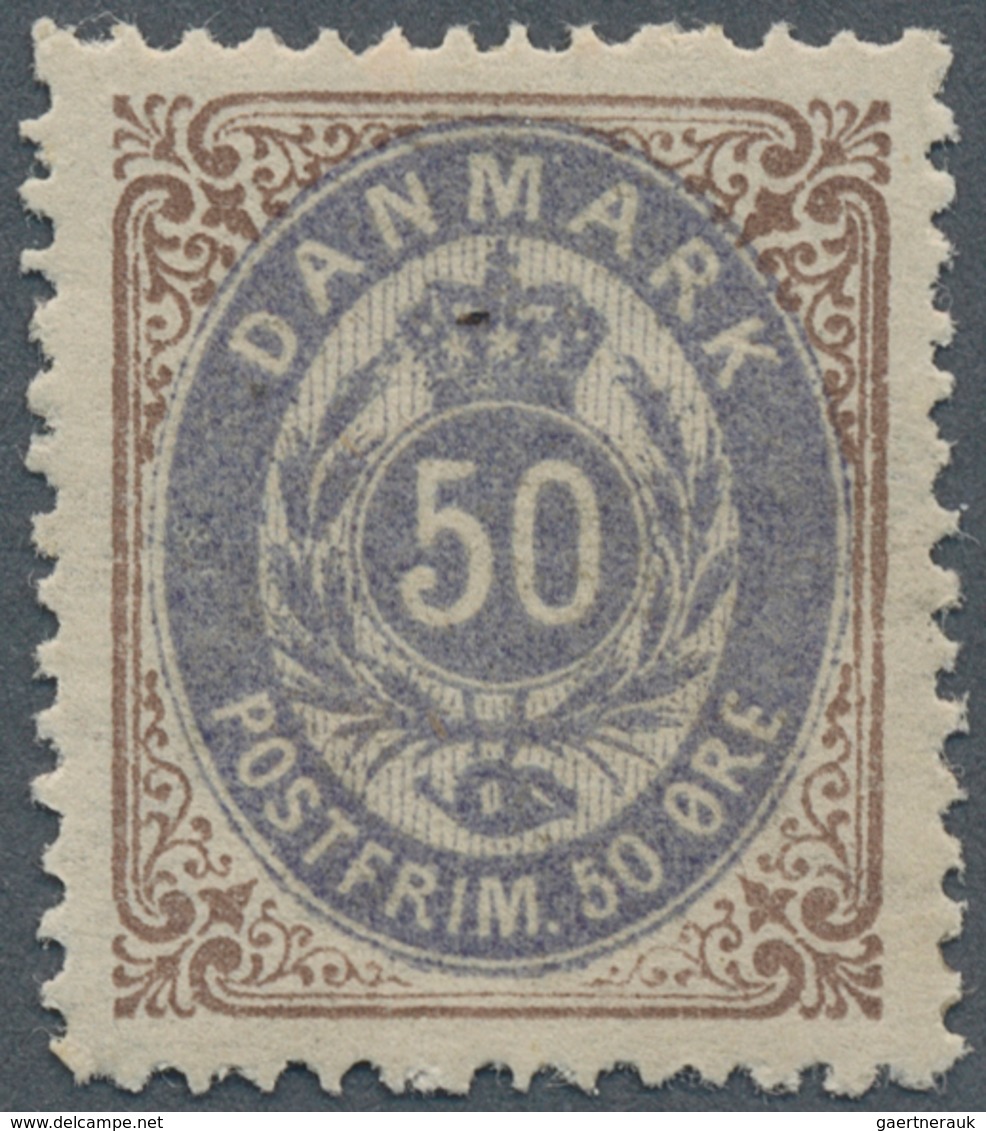 Dänemark: 1875, 50 Öre Violet-blue And Brown, Perf. 14 : 13 1/2, First Printing, Mint With Full Orig - Ongebruikt