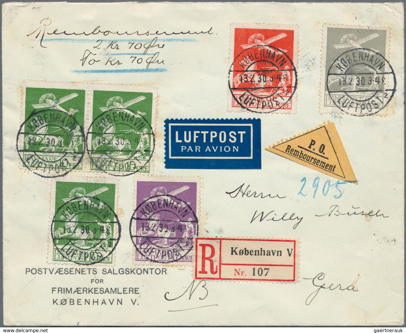 Dänemark: 1925/1929, 3 X 10 Öre Green, 15 Öre Violet, 25 Öre Red And 50 Öre Grey Airmail Stamps, Mix - Nuovi