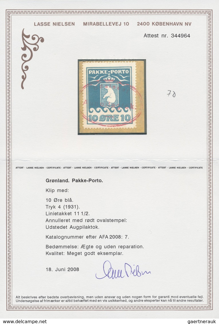 Dänemark - Grönländisches Handelskontor: 1931, 10 Öre Auf Briefstück Mit Rotem Ovalstempel "Udstedet - Other & Unclassified