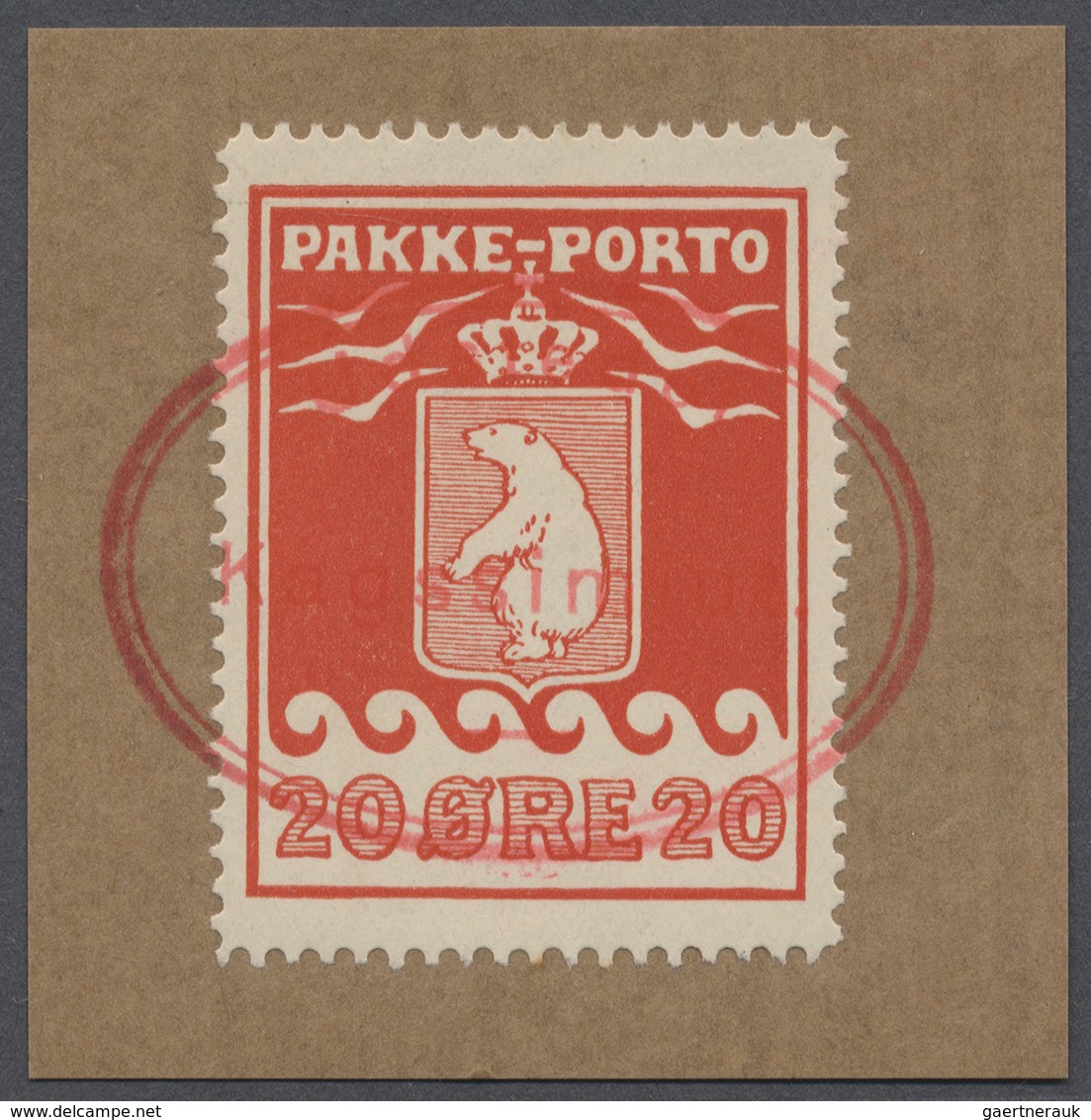 Dänemark - Grönländisches Handelskontor: 1915, 20 Öre Auf Briefstück Mit Rotem Ovalstempel "Udstedet - Andere & Zonder Classificatie