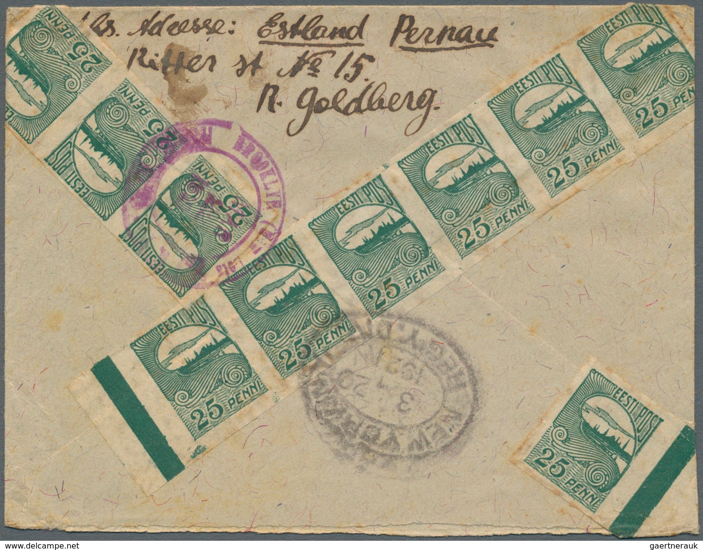Estland: 1920-21 Three Registered Covers To Brooklyn, N.Y., U.S.A. Franked With 'Reval' Definitives, - Estland