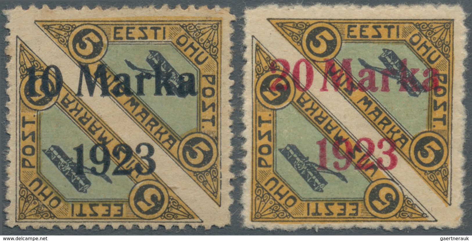 Estland: 1923, Airmail 10 M. And 20 M. Perforated, Unused, Fine, Signed Bloch And Eichenthal, Fine, - Estonia